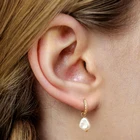 Earrings Silver Silver ROXI Simple French Retro Inlaid White Zircon Pearl Hoop Huggies Earrings 925 Silver