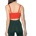Newly Fashion Sexy Flame Orange Square Neck Knit Crop Top Rib Knit Crop Top Sleeveless Crop Top For Women