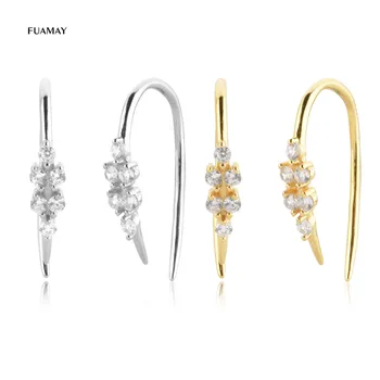 FUAMAY CZ Earrings Jewellery Wholesale Shooting White Crystal Flower Open Hoop Earrings Piercing Clip On Earrings