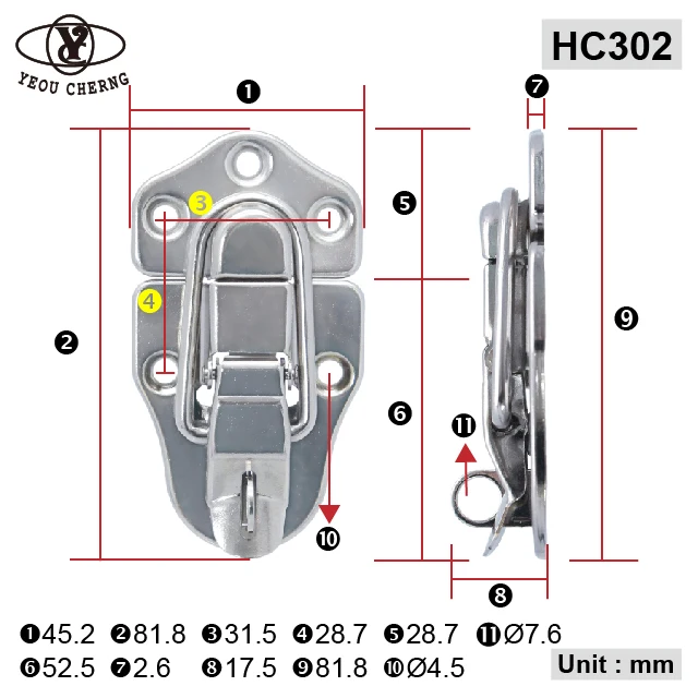 HC302 hot selling small zinc plated latch for guitar case