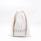 Customized Twill Cotton Fabric Drawstring Dust Bag For Handbag Luxury White Cotton Flap Dust Packaging Bag For Clothes