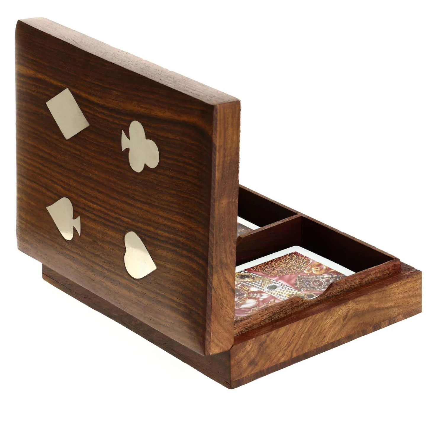 Wooden Playing Card Holder Deck Case for Playing Decorative Storage Box 