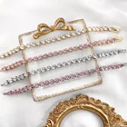 Zircon Zircon Trendy Iced Out Diamond Bracelets Bling Pink Zircon Heart Tennis Chain Bracelet
