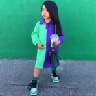 Dress Kids 2022 New Design Spring Color Block Toddler Girl Sweatshirt Dress Kids