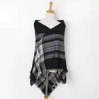 Cape Women Plaid Blanket Thick Autumn Winter Scarf Tartan Chunky Wrap Oversized Shawl Cape