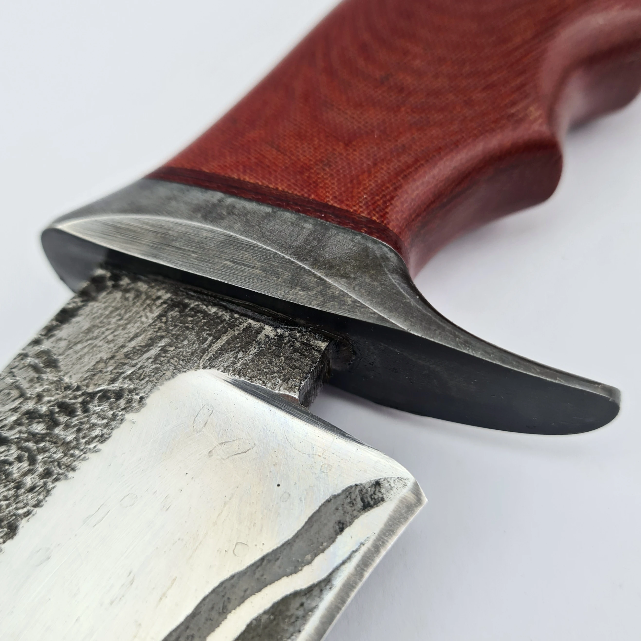 Layered San Mai Hand Forged Damascus Hunting Knife With Maroon