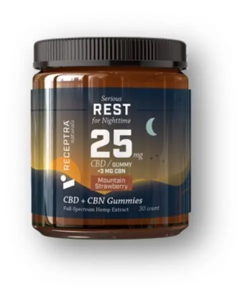 Receptra Naturals Rest 25 + CBN Gummy - 30 count - 750mg