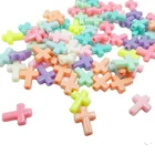 Beads Cross Factory Wholesale Colorful Acrylic Beads Plastic Pony Beads Set Cross DIY Accessories