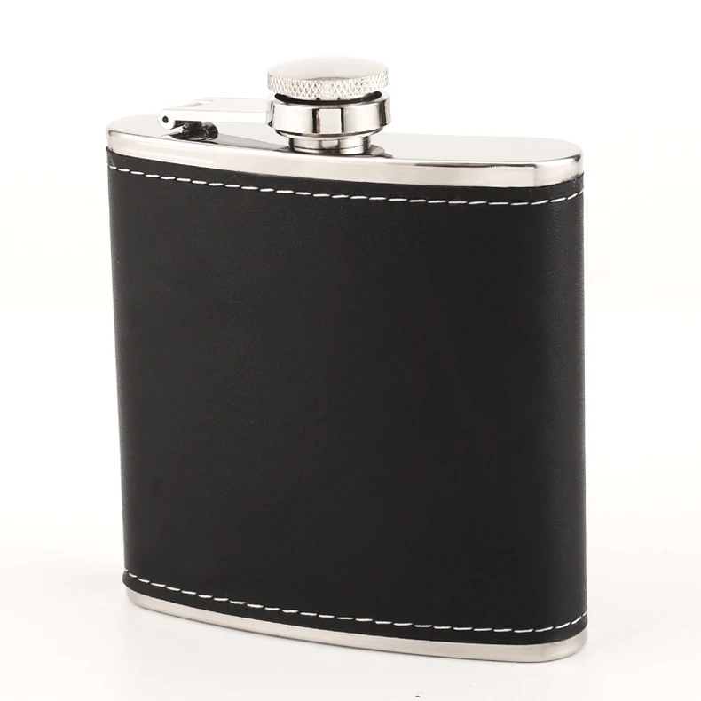 GIFT BOXED BLACK LEATHER WRAPPED FLASKS drinking flask 