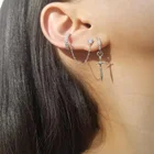 Jewelry CANNER S925 Sterling Silver Jewelry Creative Dagger Shape Diamond Pendant Earrings Wholesale