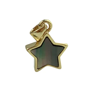 Cute Simple Design Star Pendant Charm Copper Black or White Natural Mother of Pearl Pendant