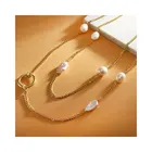 Necklace Pearl 2 Layers 18k Gold Plated Necklace Aaa Pearl High End Copper Long Gold And Pearl Necklace For Women