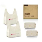Customized Logo Grocery 100% Cotton Canvas Foldable Shopping Bag With Grommet Handles Easy To Carry