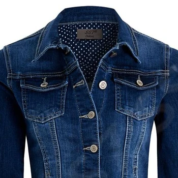 2020 Womens Fitted Denim Jacket Stretch Indigo Blue Jean Jackets Fashionable Design Top Quality Material