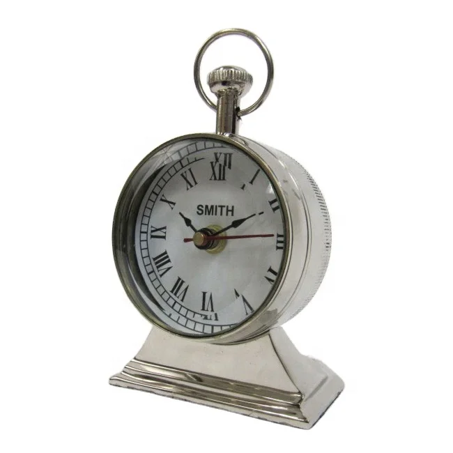 Vintage Bond Rue en Bois Laiton Horloge Rétro Bureau Horloge Mantel Et Compas 