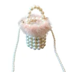 Bag Amazon Hot-selling Pearl Handbags Fashion All-match Trend Fluffy Diamond Woven Beaded Bucket Dinner Bag