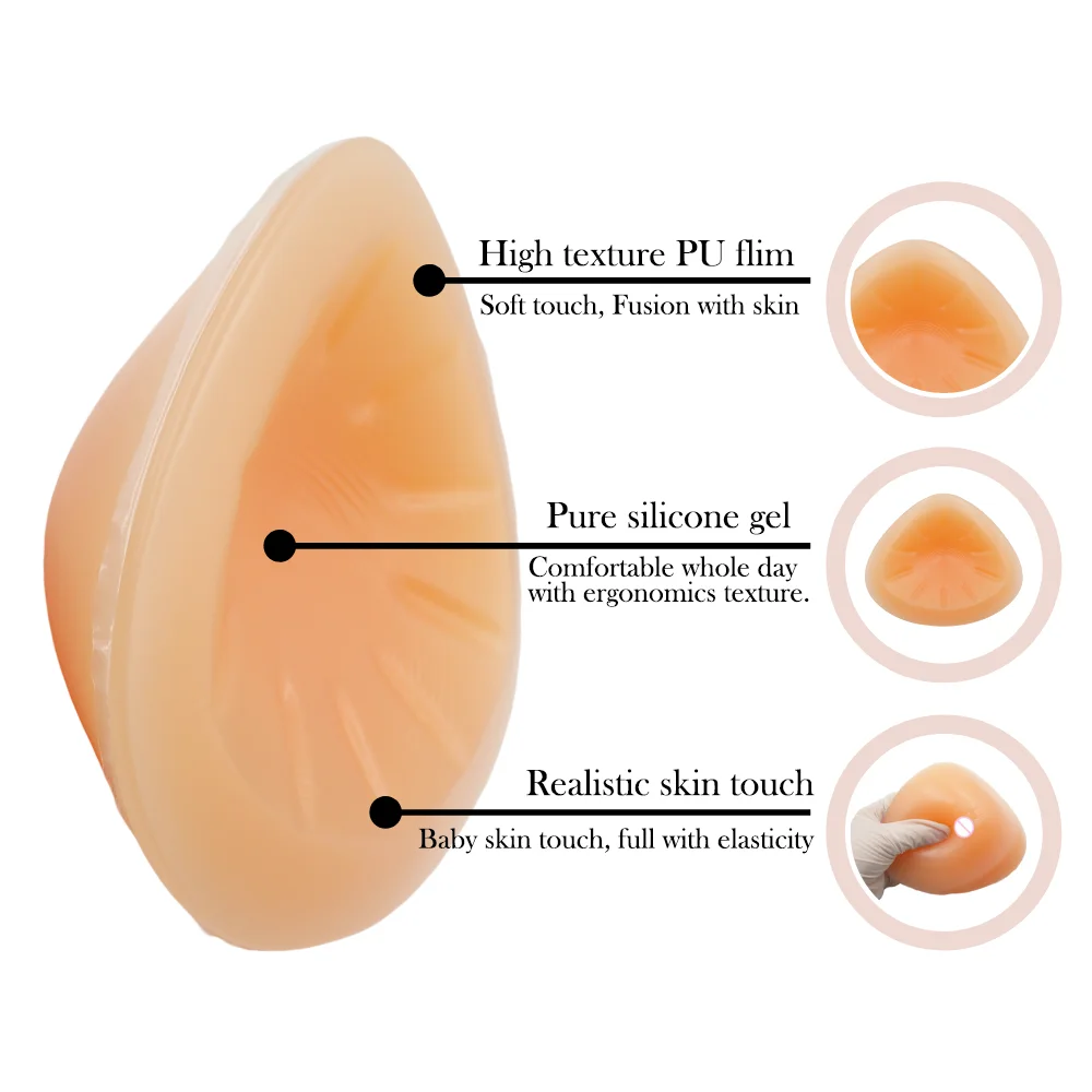 Silicone Breast Forms Women Mastectomy Prosthesis Breast Concave Bra Pad Spiral Shape One Piece 