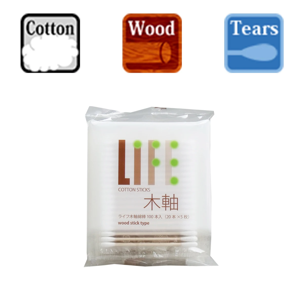 Tongkat Kuncup Katun Kayu Katun Hidup Kualitas Tinggi,100 Tongkat (20  Tongkat X 5 Lembar) Dibuat Di Jepang - Buy Cotton Buds Swab,Kayu Cotton  Bud,Cotton Bud Keras Product on Alibaba.com