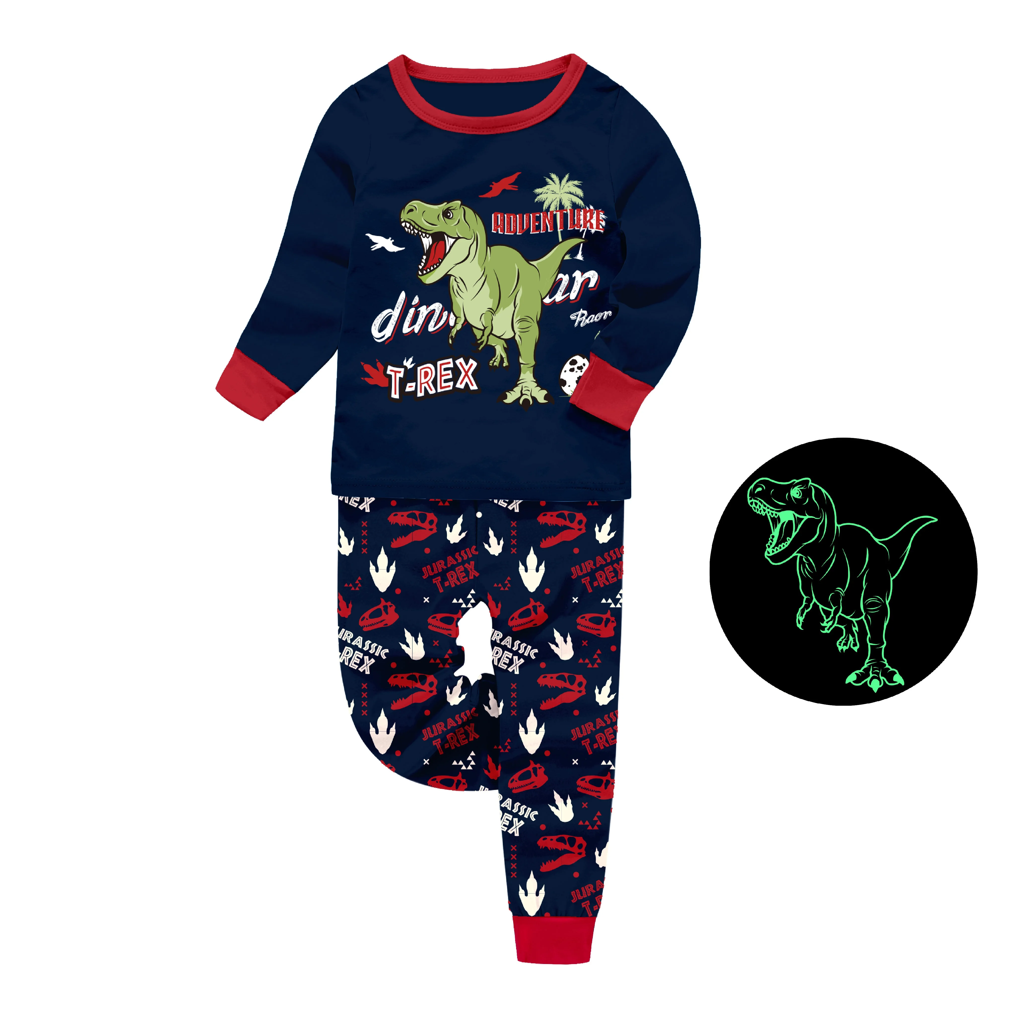 shelry Children Pajamas Cotton Dinosaur Kids Clothes Boys Cartoon Sleepwear Toddler Clothes 