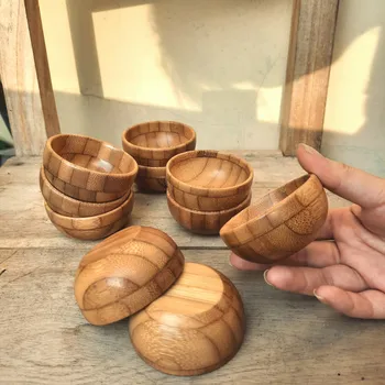 High Quality Organic Cosmetic Mixing Bowl Mini Small BAMBOO BOWL set Made in Vietnam