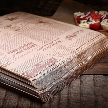 Custom printing wrapping newspaper greasedproof food grade shawarma wax paper for hamburger sandwich packaging