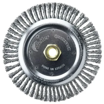 Knot Twisted Wire Wheel Brush - 4-1/2 in. Stainless Steel Finishing Wire Brush with Threaded Hole, Abrasive Brushes