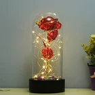 Rose Artificial Flowers Eternal Rose Preserved Flower LED String Light In Glass Dome With Atmosphere Music