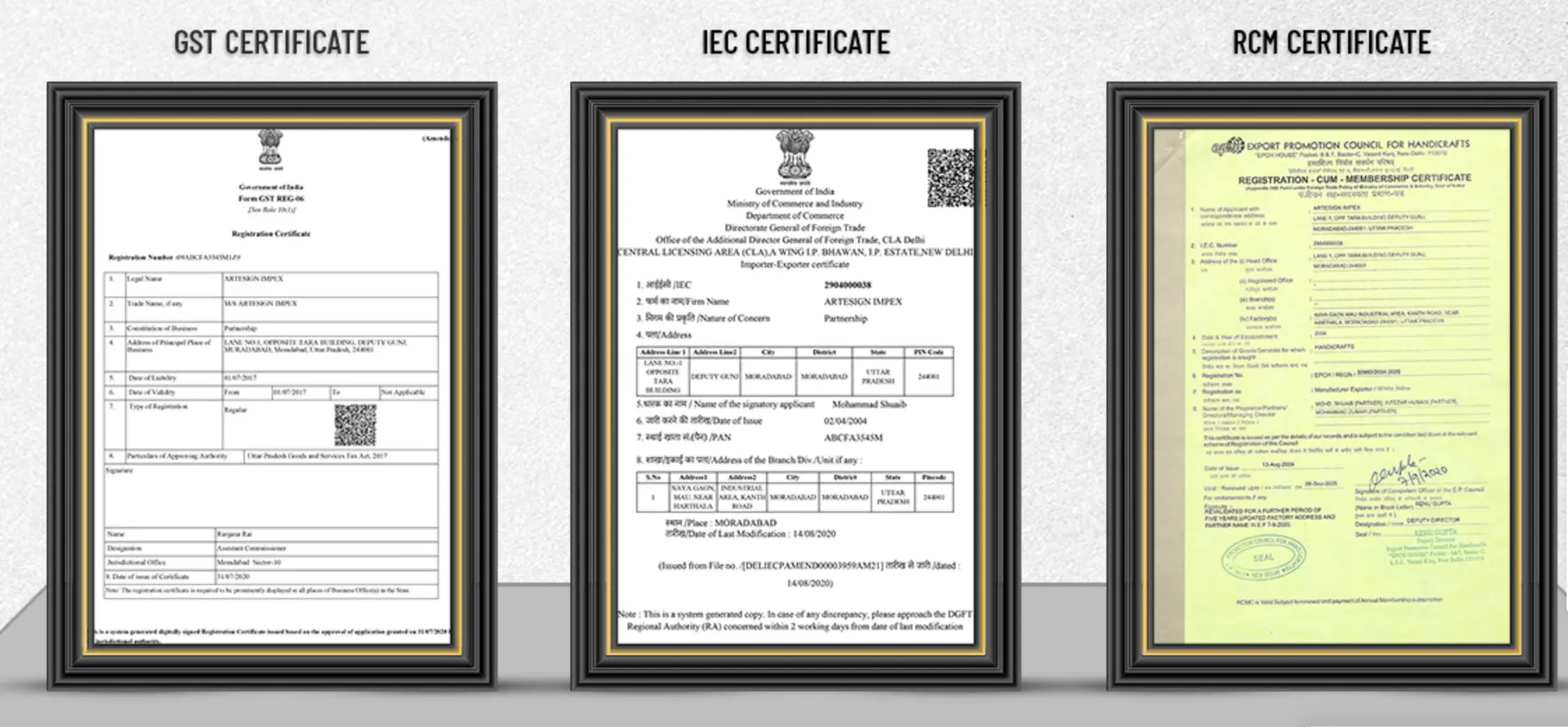 Certificates