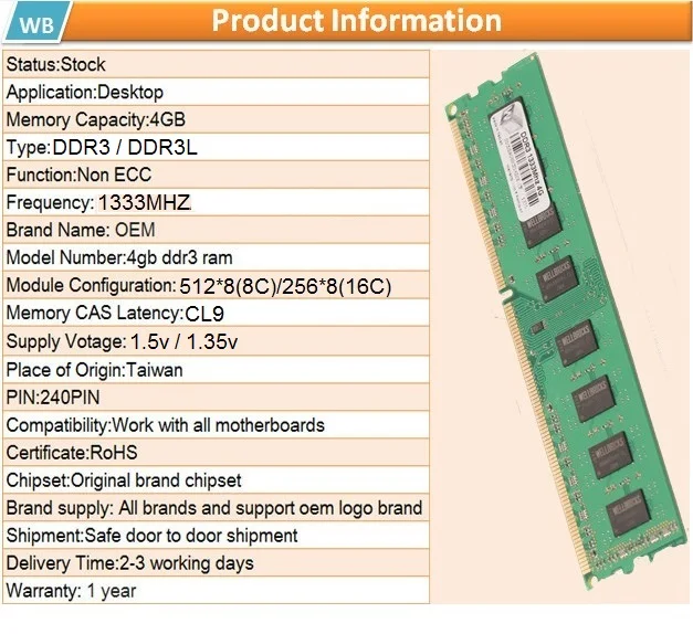 PC DDR3 1333mhz 4GB Ram 01