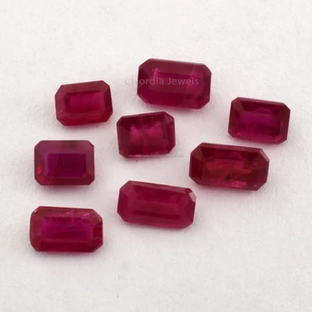 4x3mm-5x3mm Top Quality Natural Burmese Ruby Octagon Emerald Cut Faceted Loose Gemstone For Jewelry From India