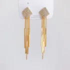 Earrings Drop Earrings Simple Female Personality Rhinestone 14K Gold Plated Tassel Chain Earrings Long Drop Earrings