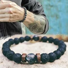 Natural Lock Toppik 8mm Healing Natural Stone Beaded Hand String Lava Lock 7 Chakras Men Yoga Bracelet
