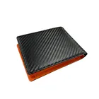 Cheap Custom Logo Pocket Short PU Leather Black Carbon Fiber Wallet