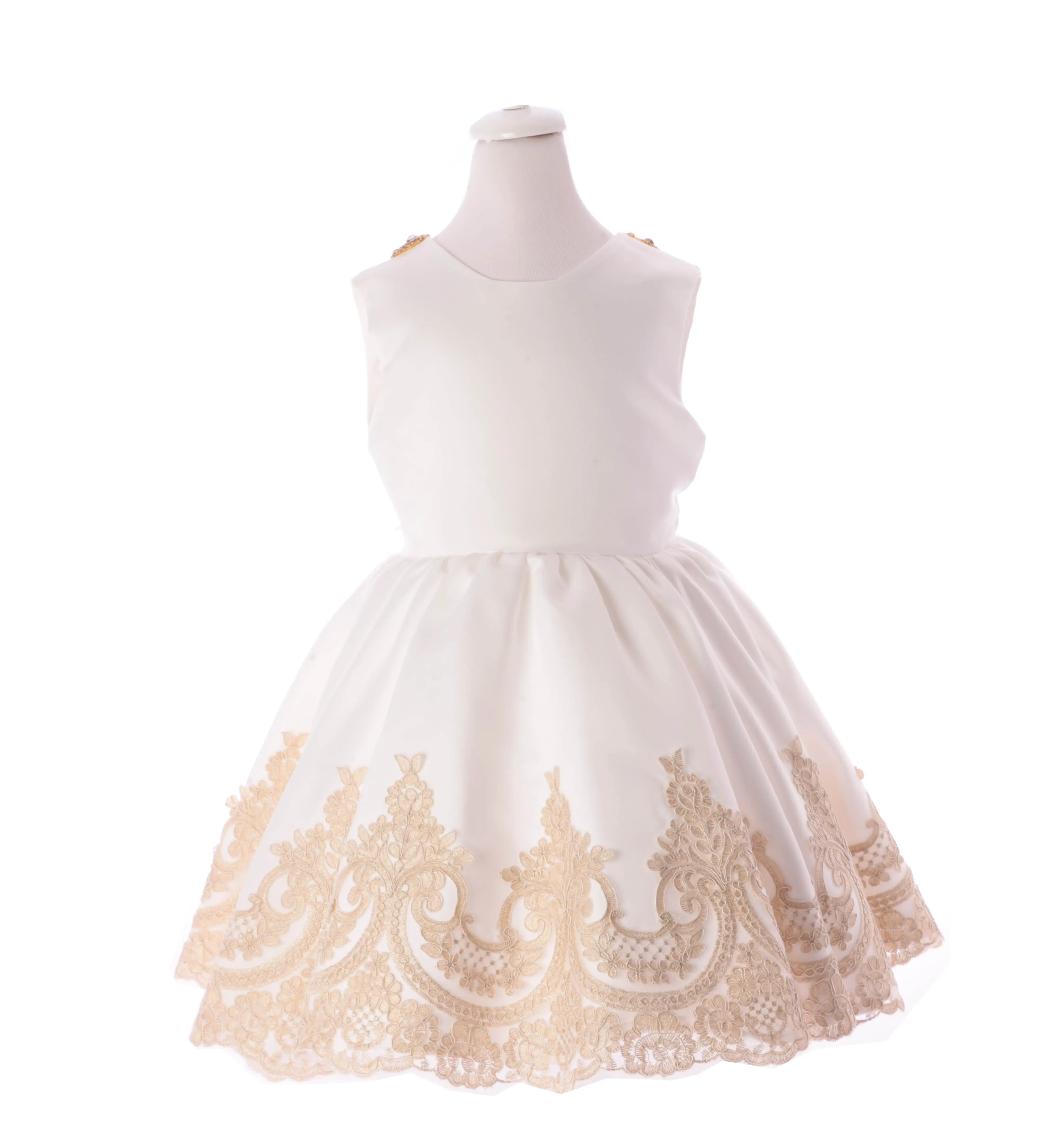 baby girl white and gold dress