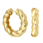 18k Earrings Hoop Earrings ROXI 18k Gold Plated Brass Women Earrings Jewelry Hypoallergenic Twisted Big Hoop Earrings