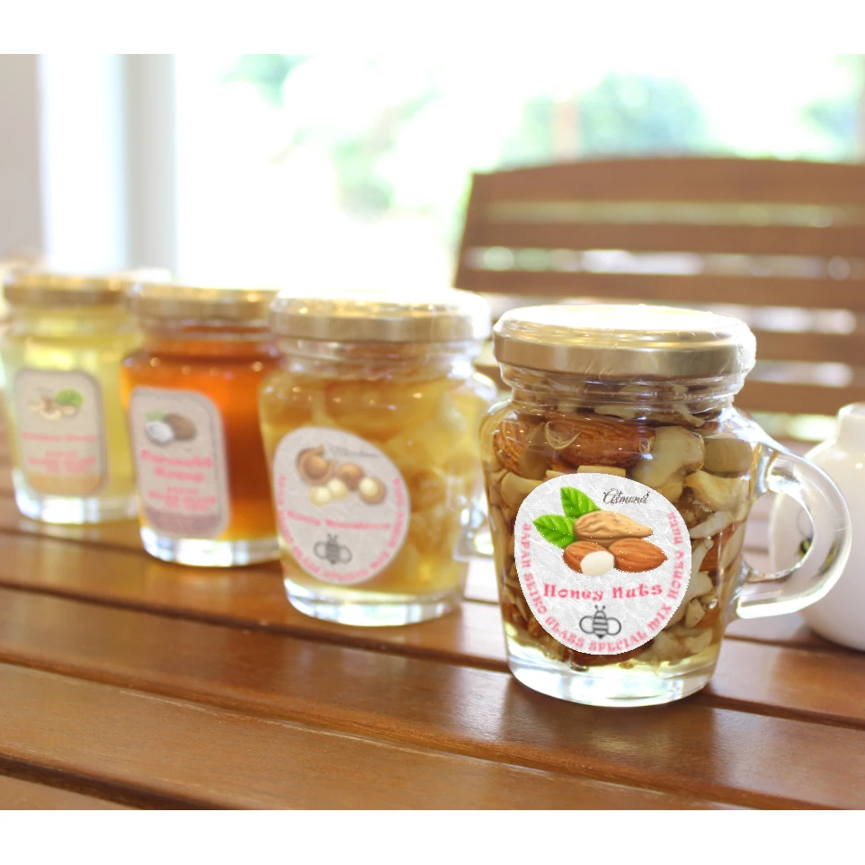 Japan Food Airtight Glass Jar Wide Mouth For Honey With Deep Twist