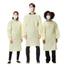Long Sleeves Protective Procedure Gown Small / Medium Yellow NonSterile AAMI Level 1 Reusable Neck / Waist Ties