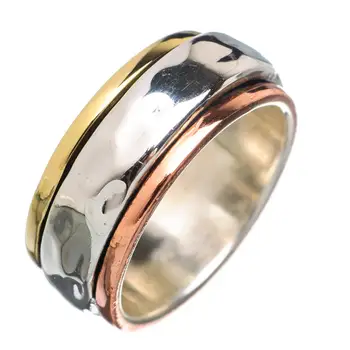 Meditation Spin Rings With 925 Sterling Silver Jewelry, Tow Tone Spinner Bands At Factory Cost In India, Men Spinner Rings