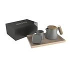 Tea Cups Porcelain Tea Cups Set Stainless Steel Infuser Ceramic Porcelain Grey Tea Pot And Tea Cups Gift Set