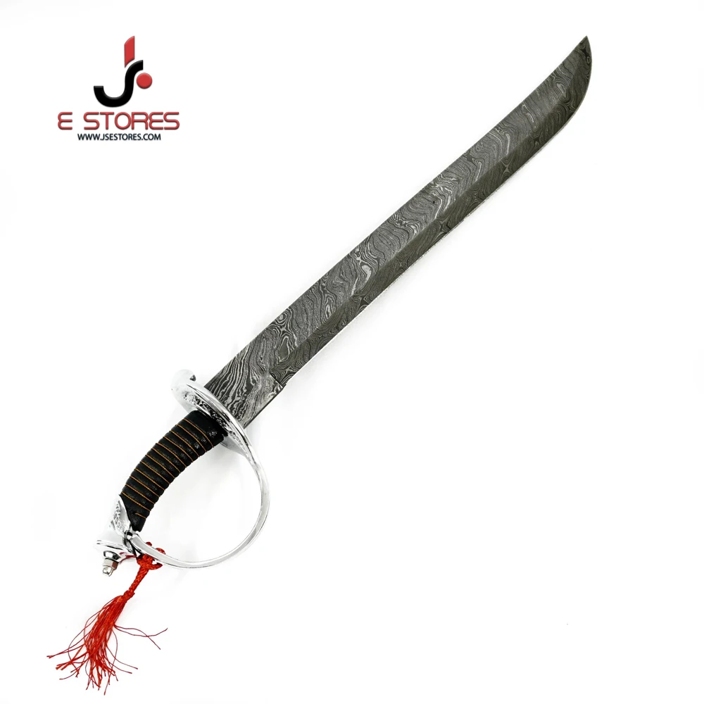 Custom handmade stainless steel short sword with leather sheath