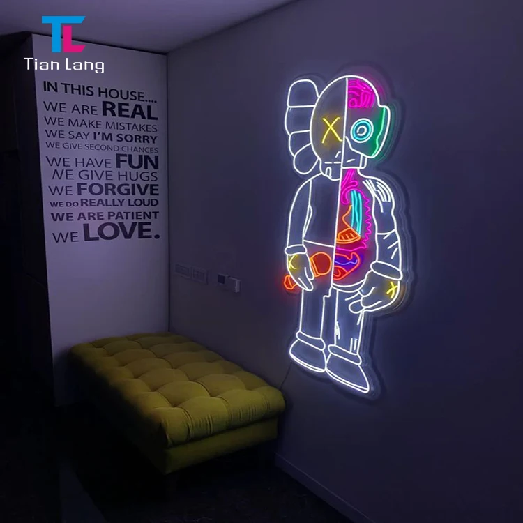 product factory outlet bar decoration outdoor waterproof art deco bedroom led rgbw comic kaws sign neon-11