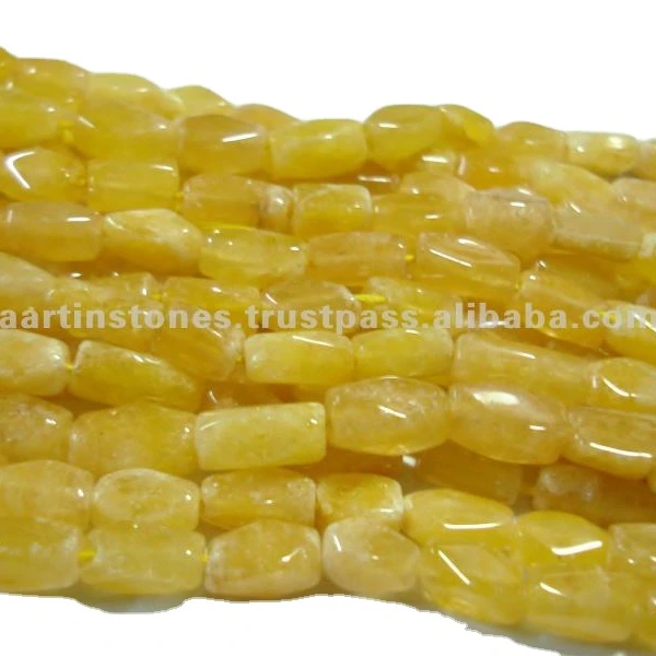 yellow jade cut cube natural stone beads