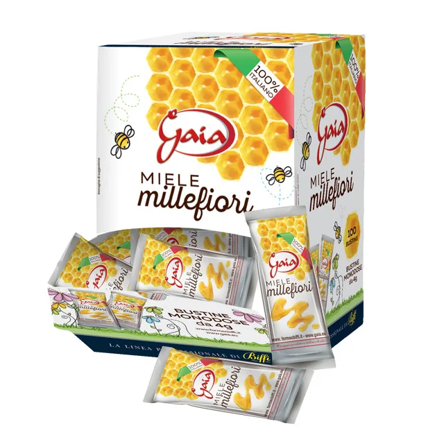Wildflower italian honey single serve 4g - 3 displays 100 יח'