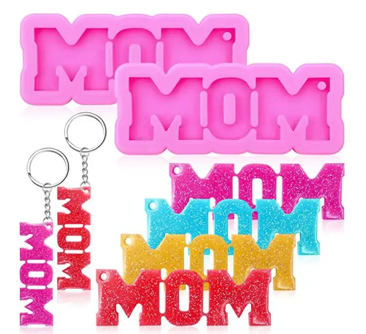 mom dad word keychain silicone mold chocolate candy clay molds