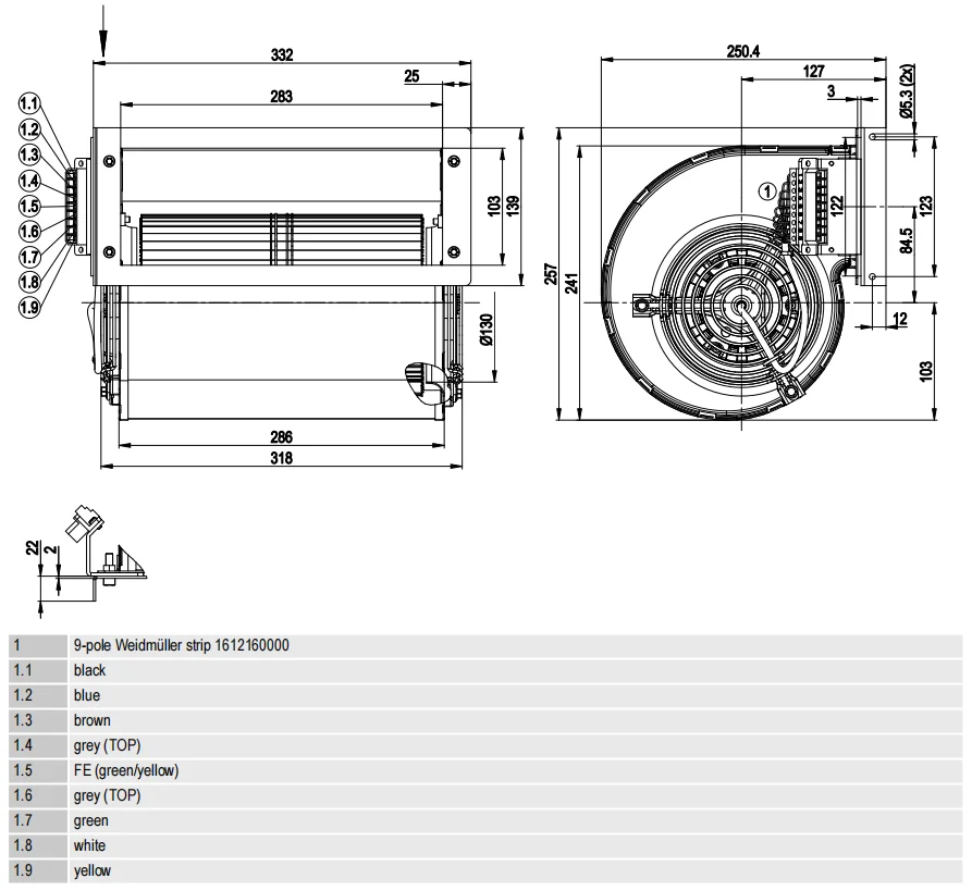 Centrifugal Cooling Fan, D2D160-CE02-11, 230V, 1.9A, 700W - detail 14