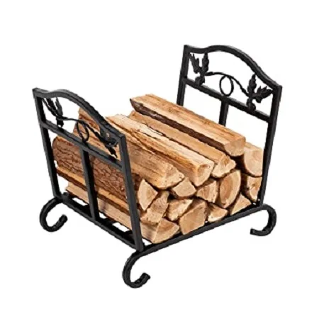 Fireplace Log Holder Wrought Iron Indoor Fire Wood Stove Stacking Rack Storage 