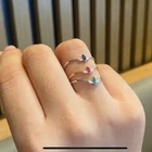Gold Ring Diamond Golddiamond Solid 14K Gold Emerald Ring Diamond Ring Women Natural Gemstone Thin Ring