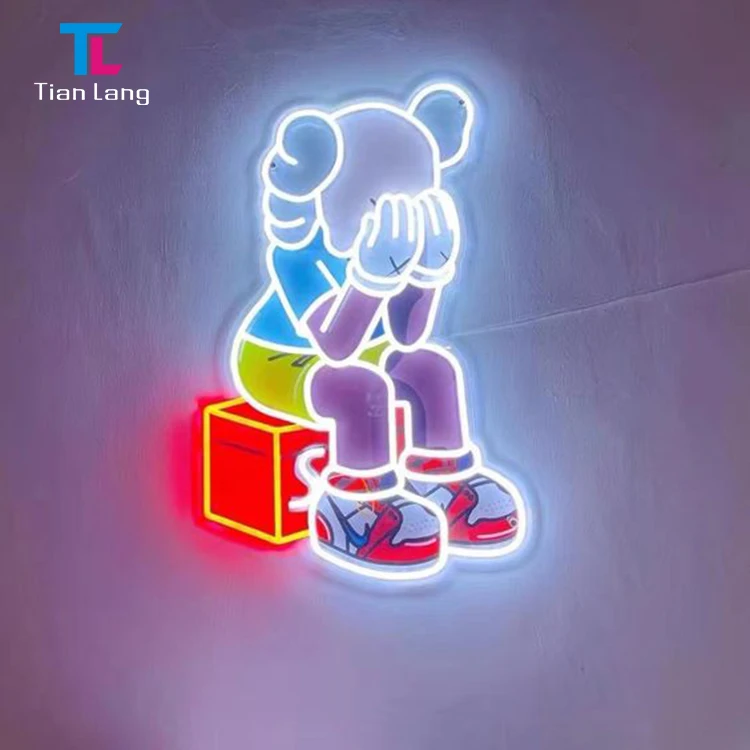 product factory outlet bar decoration outdoor waterproof art deco bedroom led rgbw comic kaws sign neon-17