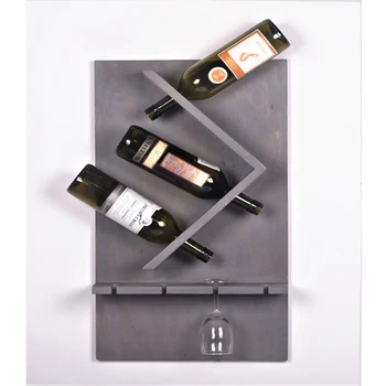 Grey Wash Wall Wine Rack Wall Best Selling Sturdy Smooth For Home Decor Wine Rack With Glass Holder in Wholesale Price