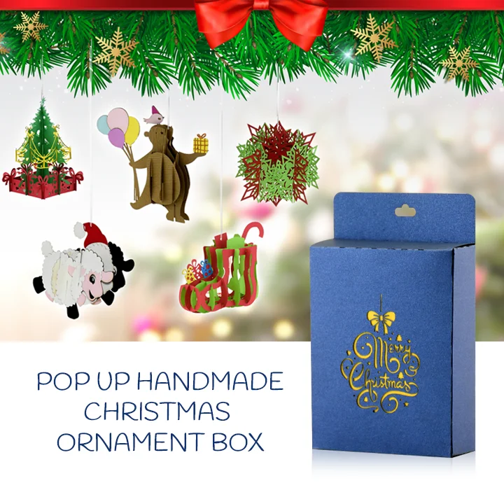 merry christmas ornament box pop up 3d handmade gift paper